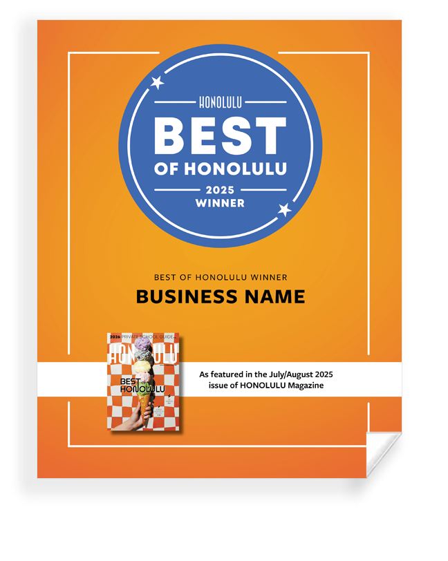 "Best of Honolulu" Award Window Decal