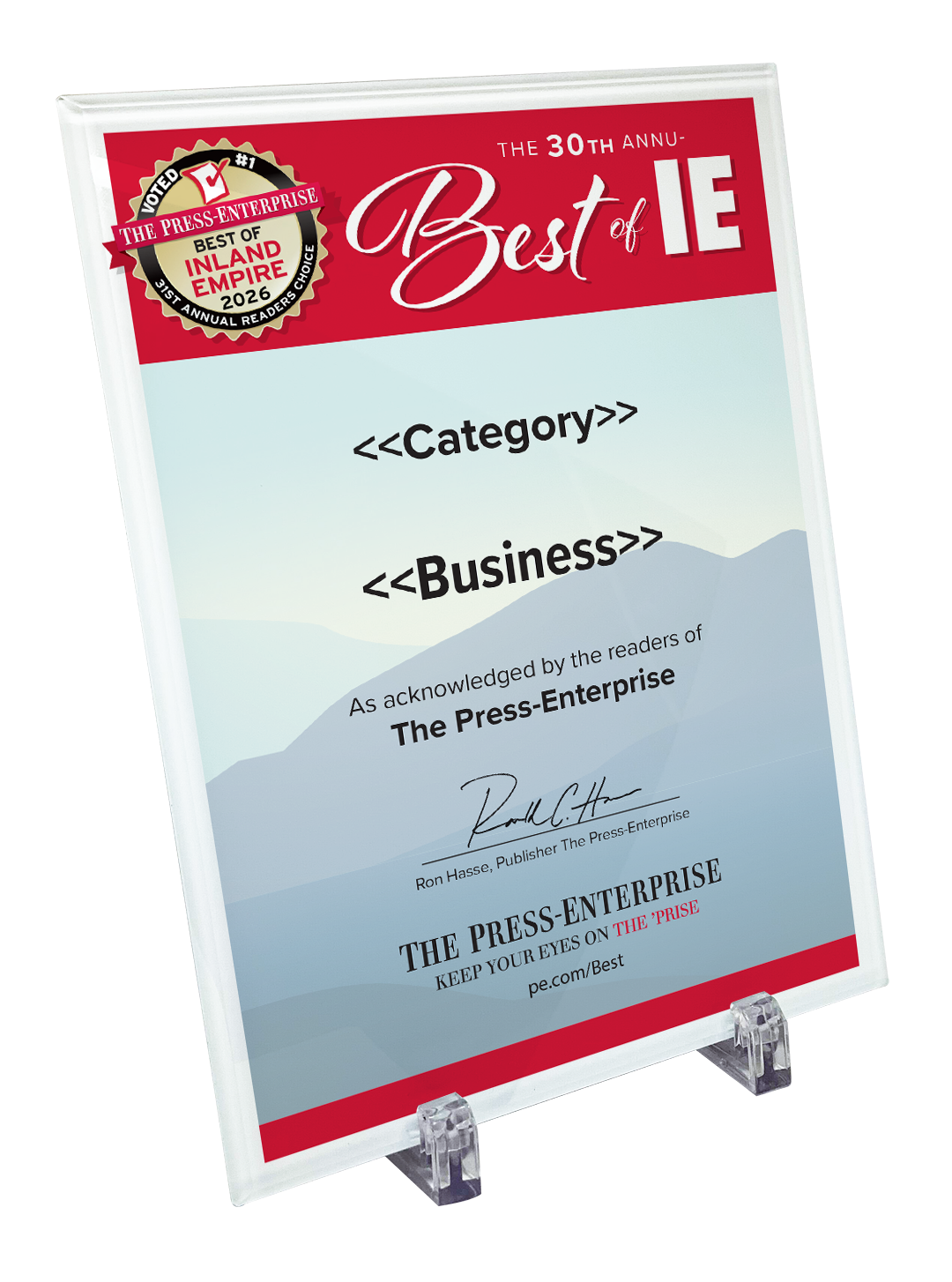 Best of Inland Empire Readers Choice - Glass Plaque