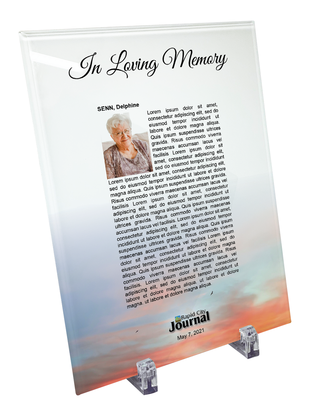 Rapid City Journal Memorial Plaque - Glass