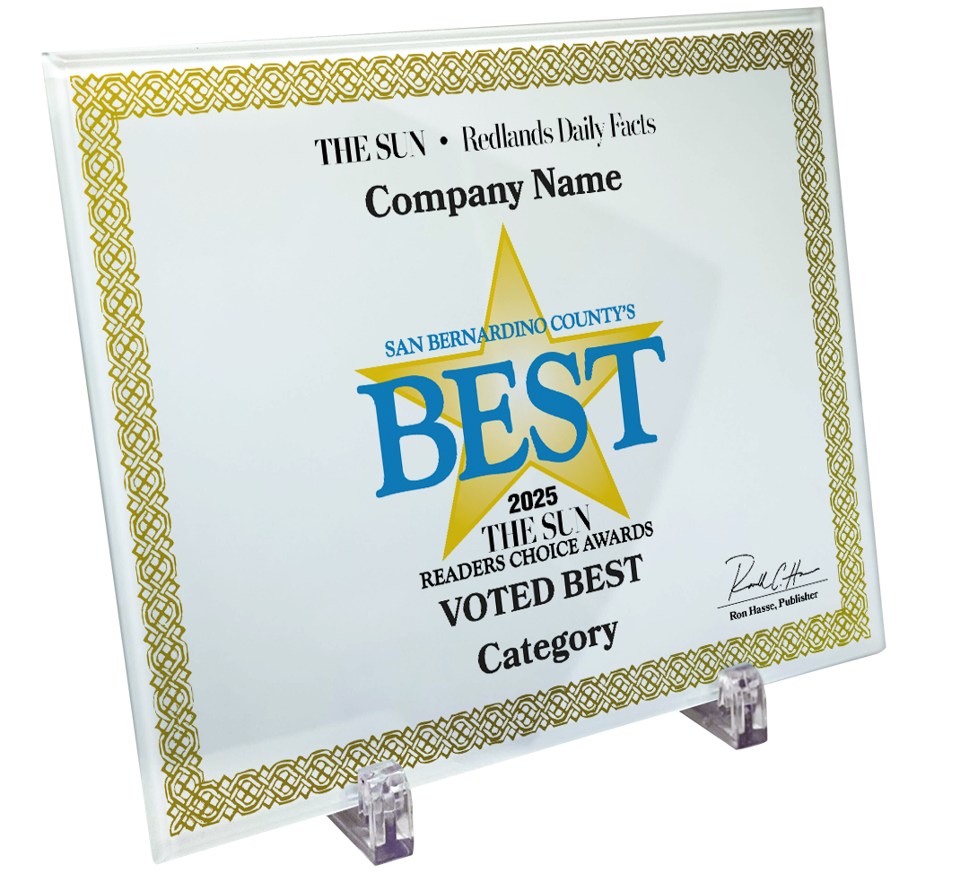 The Sun & Daily Facts Best Of Certificate and Readers Choice - Crystal Plaque