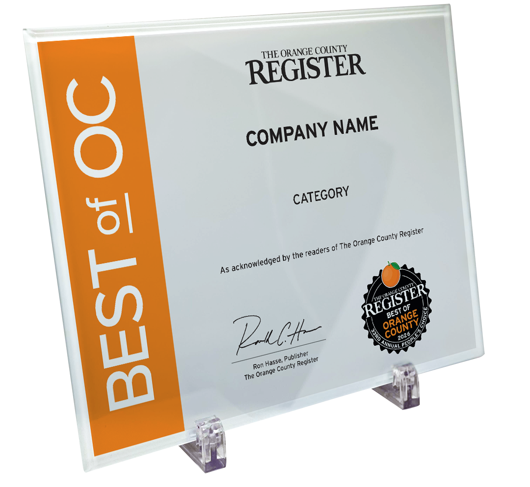 Best Of Orange County Award - Glass Plaque