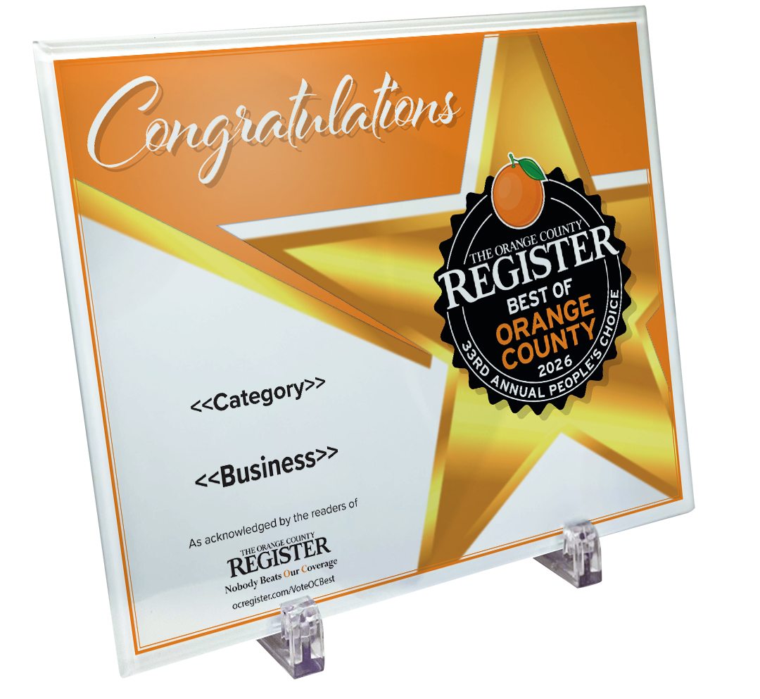 Best Of Orange County Award - Glass Plaque