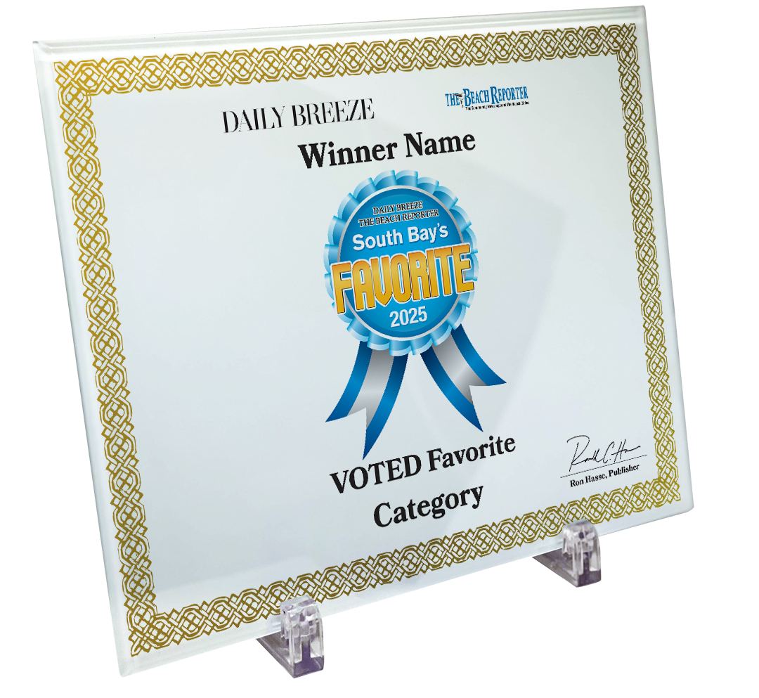 South Bay's Best Of Certificate and Readers Choice - Crystal Plaque