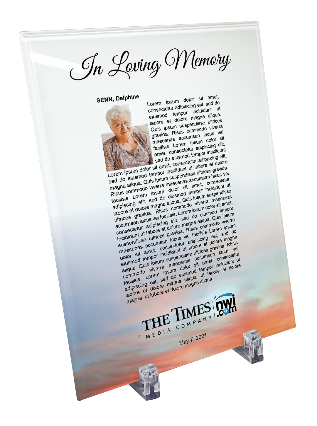 NWI Memorial Plaque - Glass