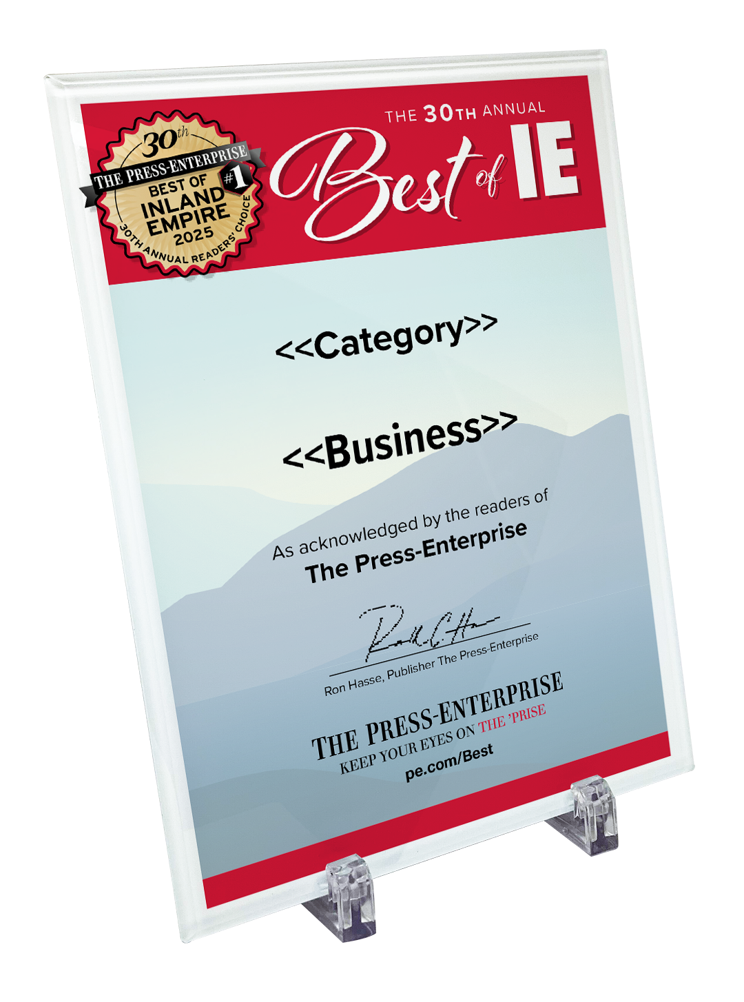 Best of Inland Empire Readers Choice - Glass Plaque