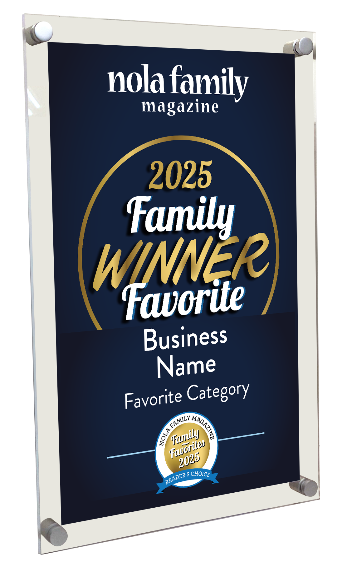 Nola Family Favorites Award Plaque