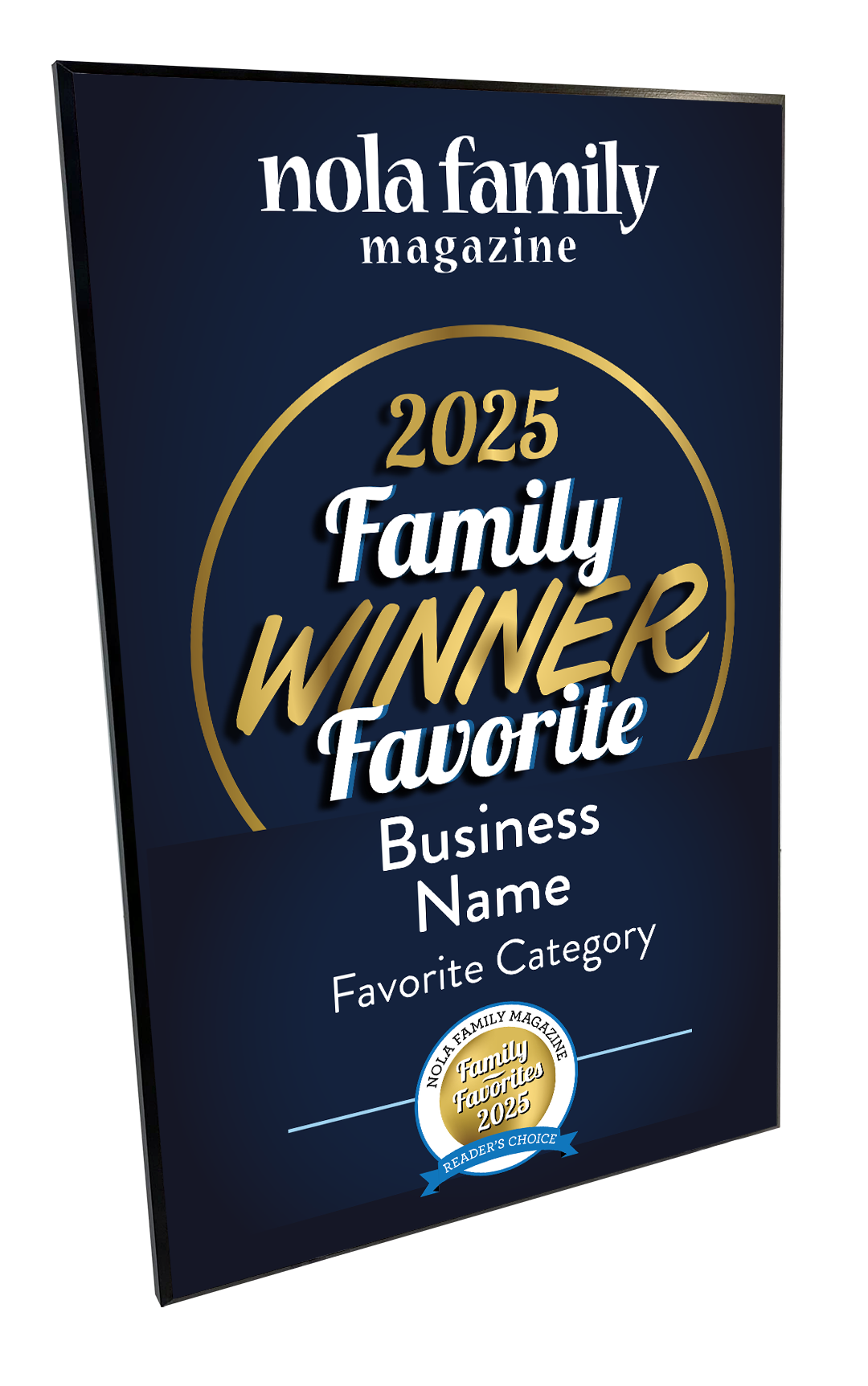 Nola Family Favorites Award Plaque