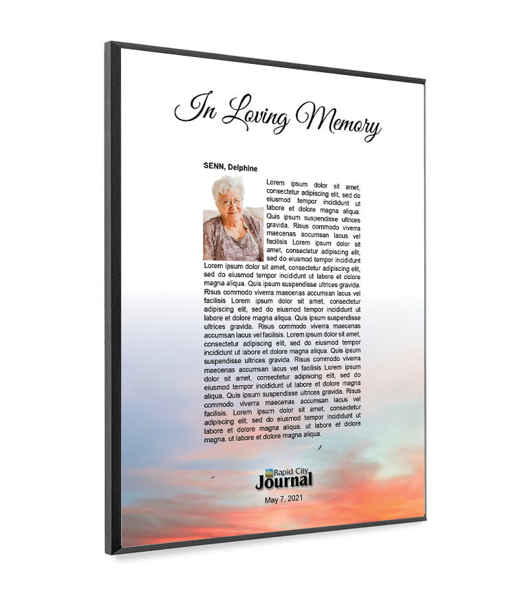 Rapid City Journal Memorial Plaque - Wood