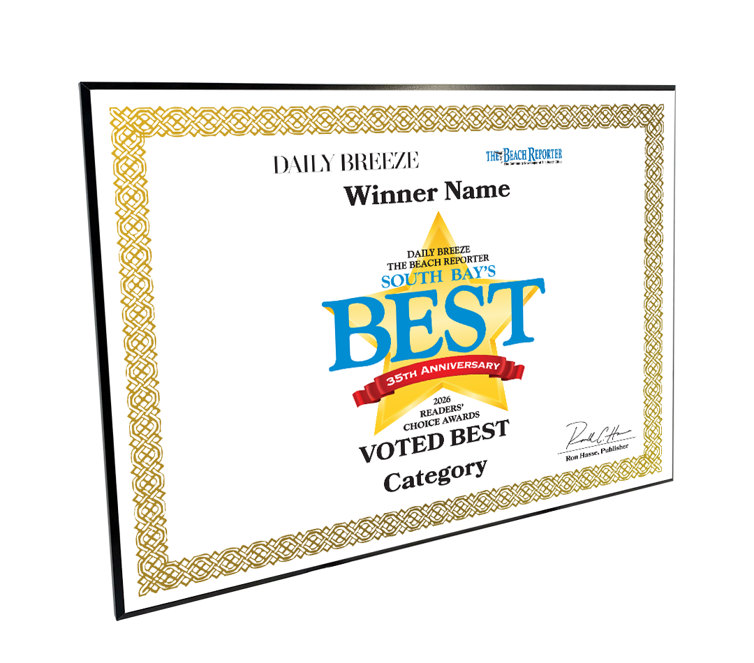 South Bay's Best Of and Readers Choice Certificate - Modern Hardi-plaque