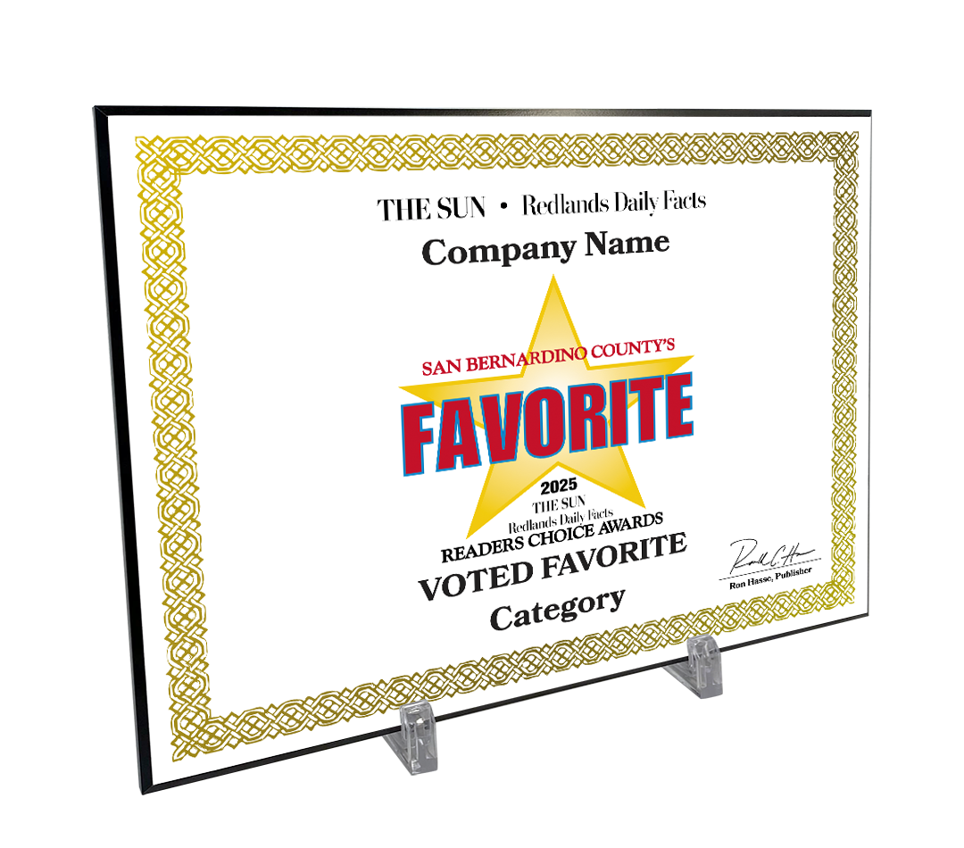 The Sun & Daily Facts Best Of and Readers Choice Certificate - Modern Hardi-plaque