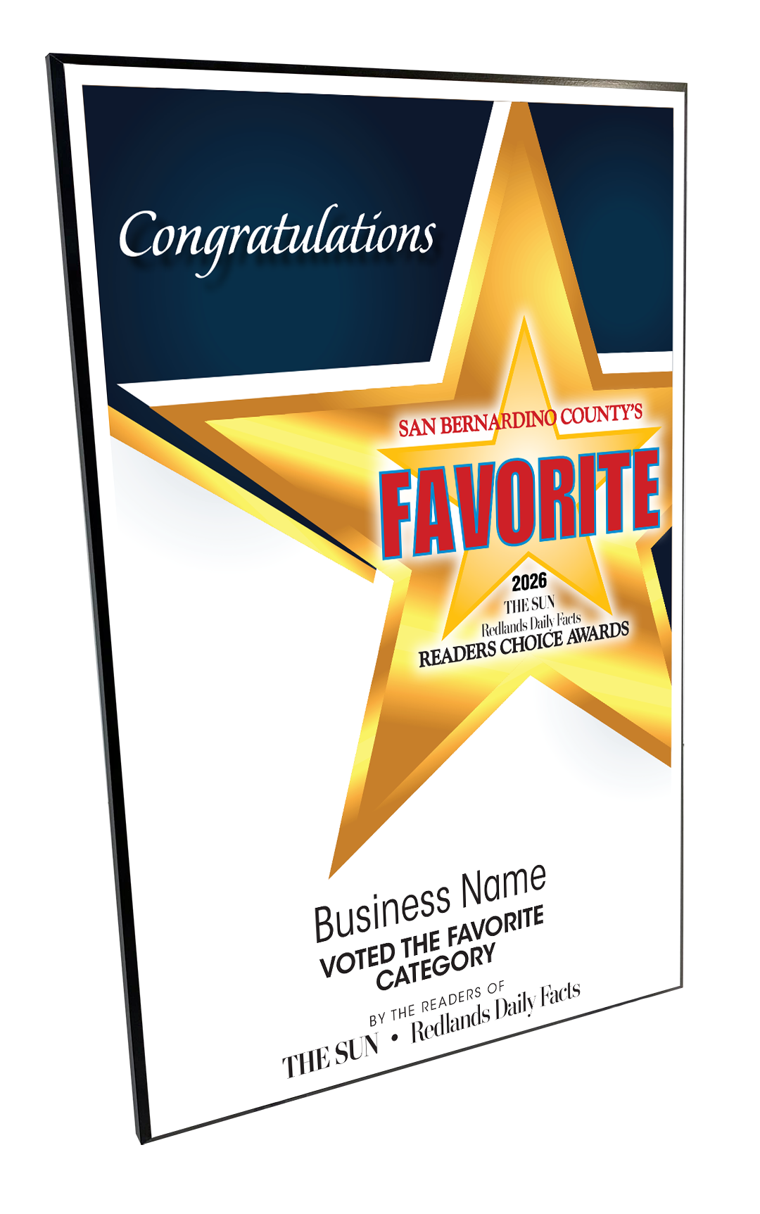 The Sun & Daily Facts Best Of and Readers Choice Certificate - Modern Hardi-plaque