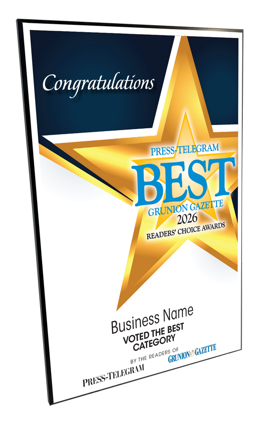 Press Telegram Best Of and Readers Choice Certificate - Modern Hardi-plaque
