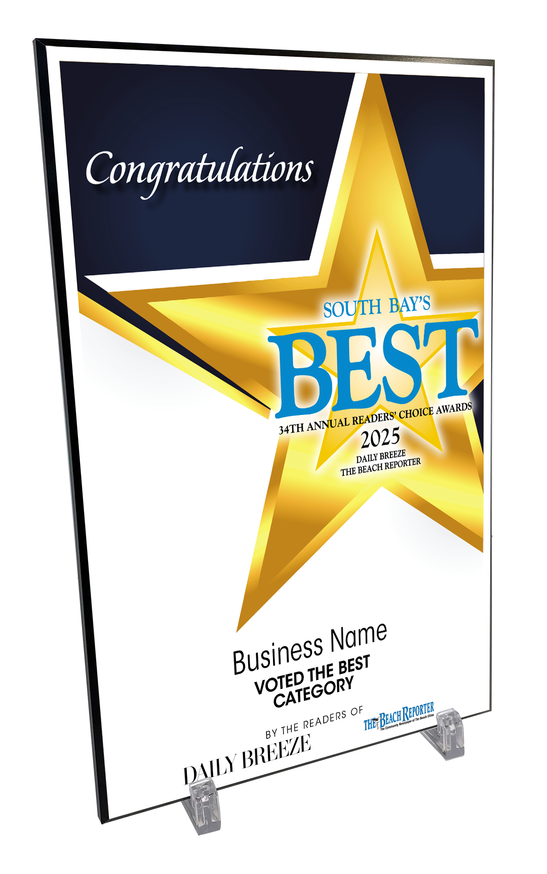 South Bay's Best Of and Readers Choice Certificate - Modern Hardi-plaque