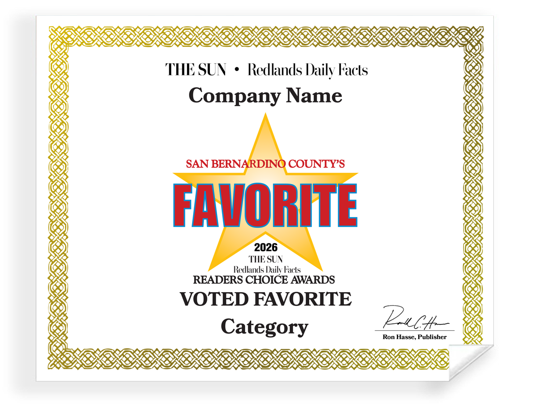 The Sun & Daily Facts Best Of Certificate and Readers Choice - Certficiate