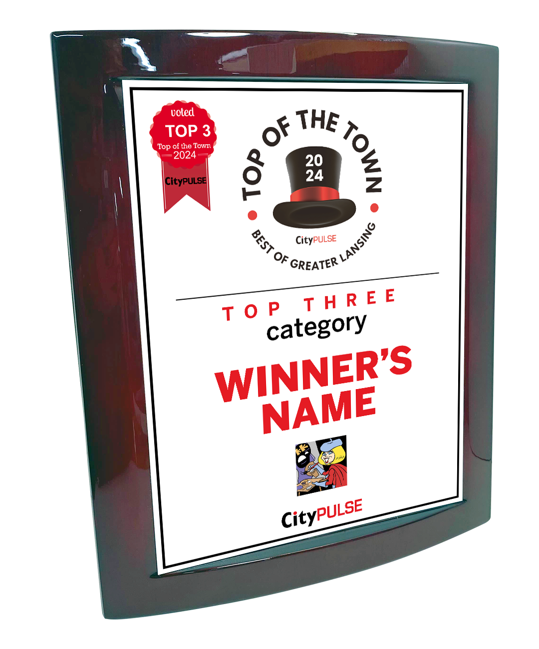 City Pulse: Top of the Town Awards - Eclipse Plaque with Metal Inlay