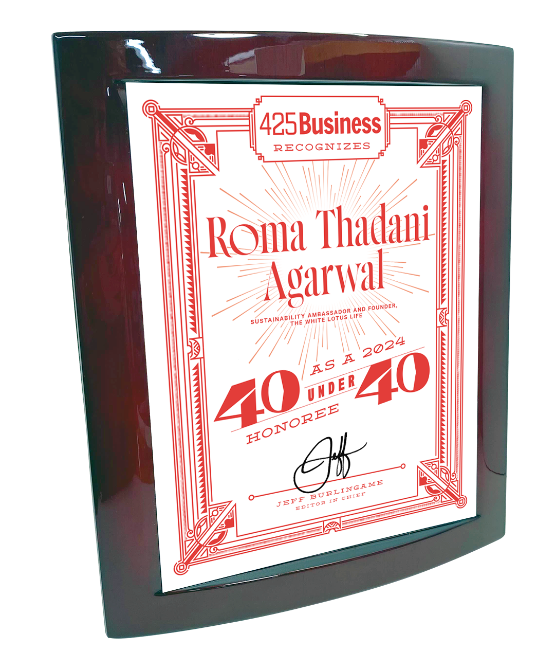 425 Business Magazine 40 Under 40 - Rosewood with Metal Inlay