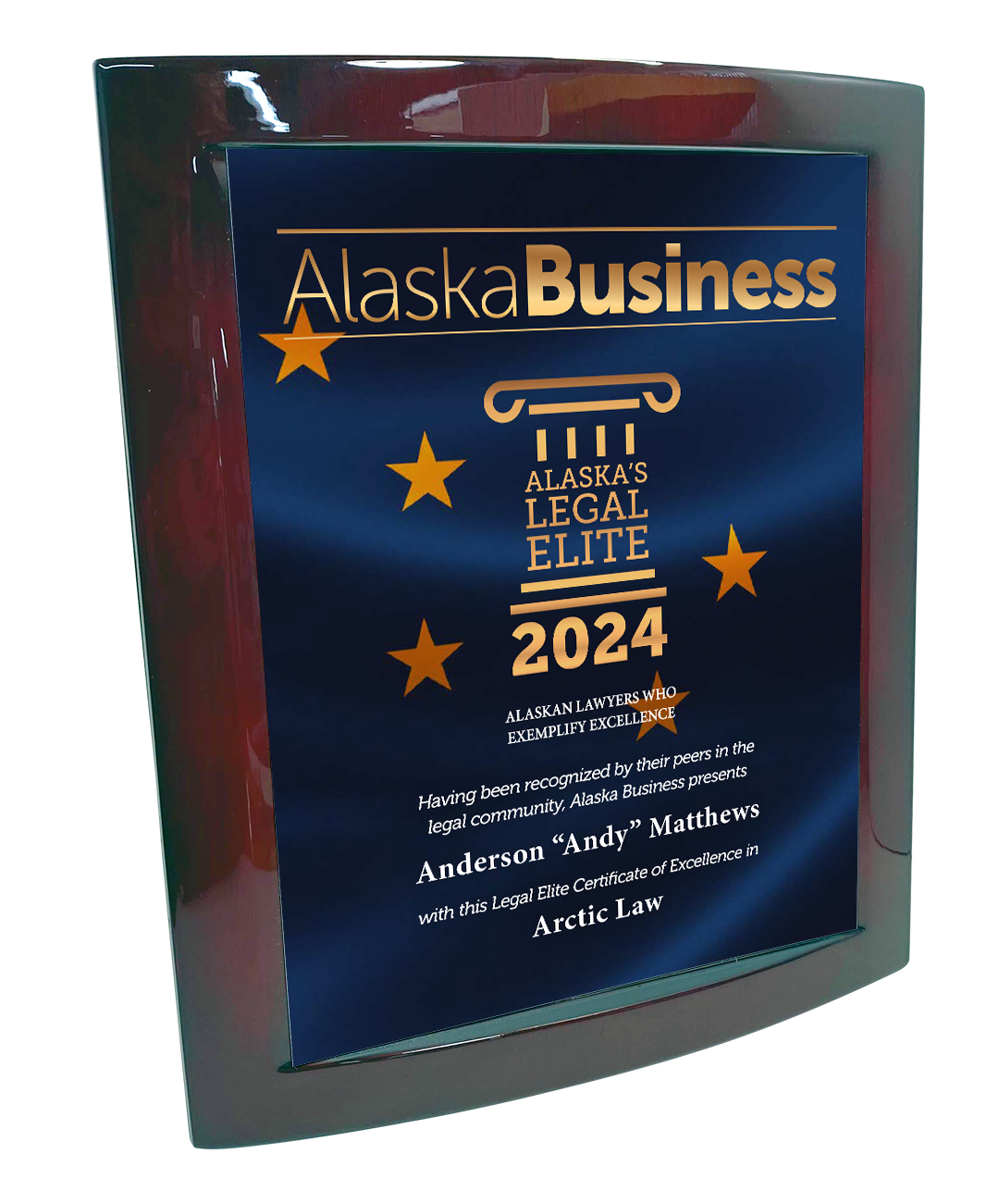 Commemorative Alaska Legal Elite Eclipse Plaque with Metal Inlay