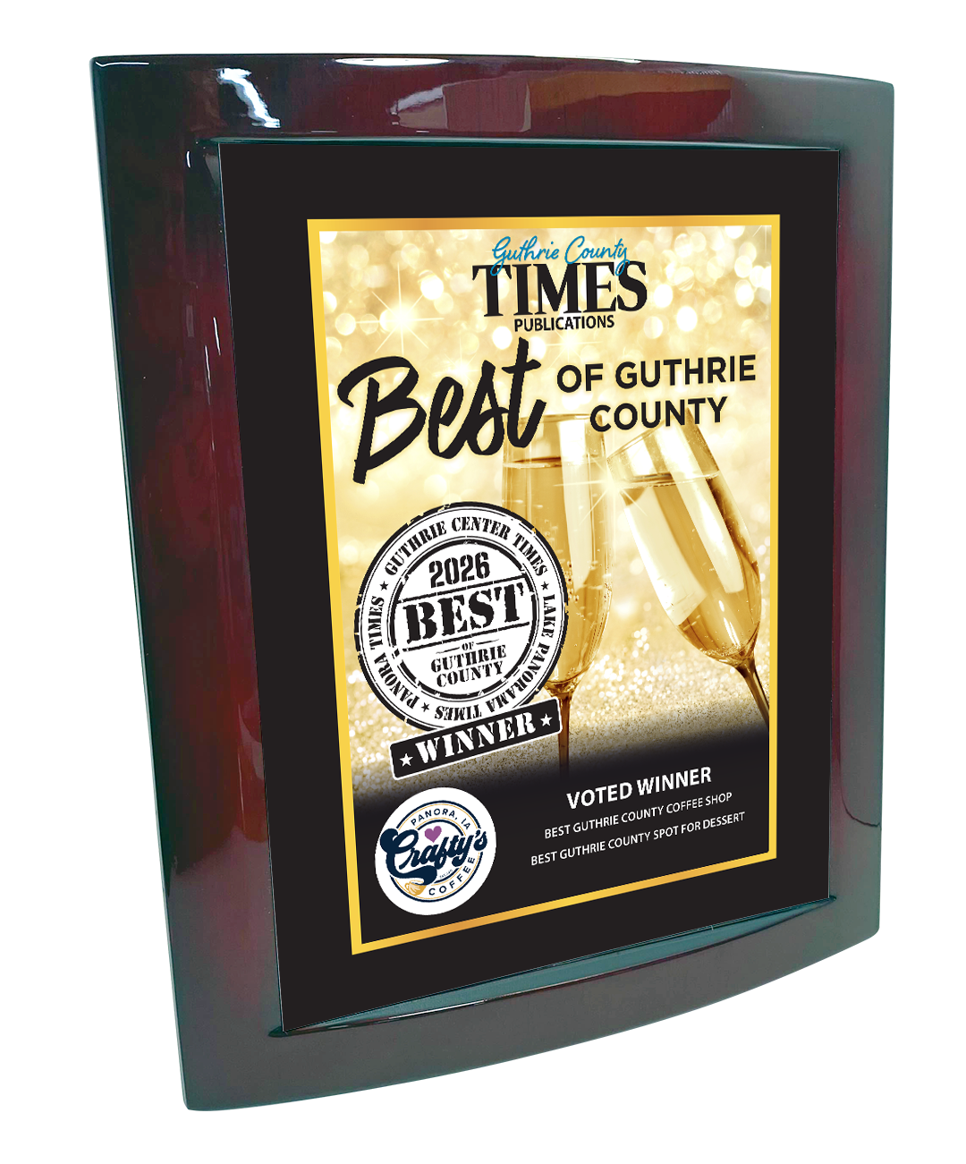 Guthrie Center Times - Best of Guthrie County - Eclipse Plaque with Metal Inlay
