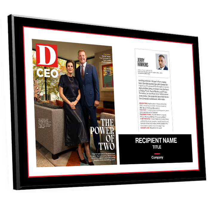 D CEO Dallas 500 Article & Cover Spread Plaque