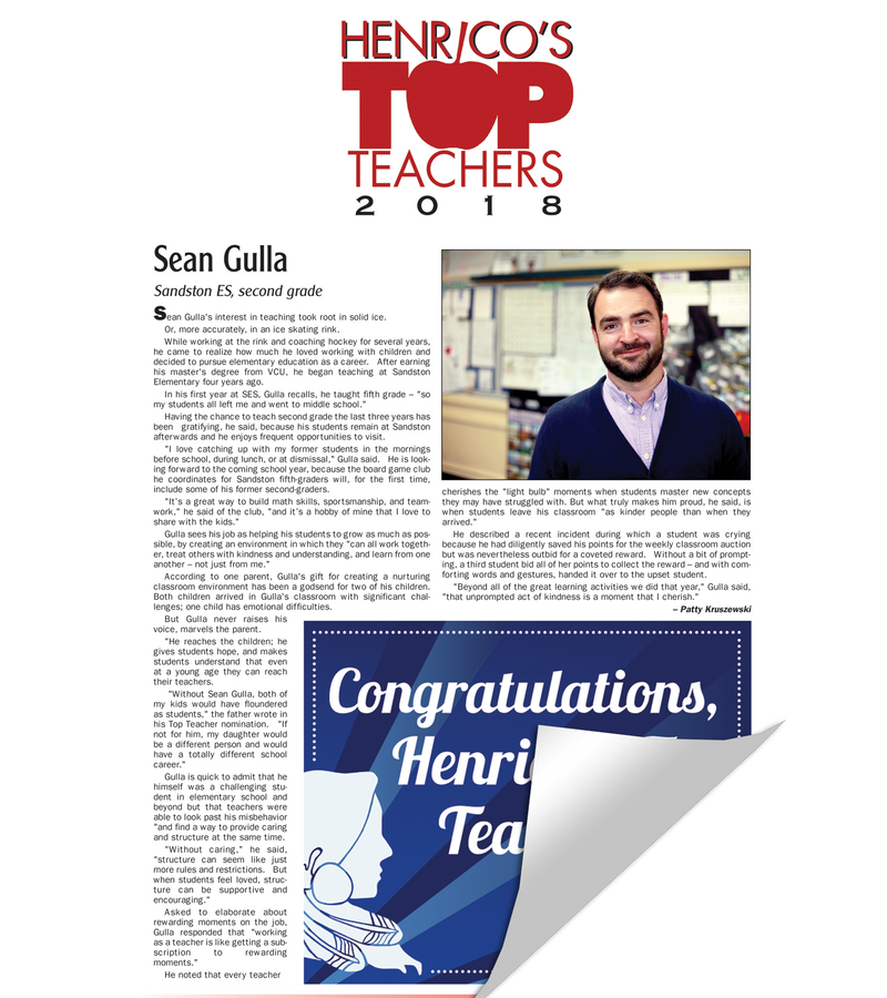Henrico Citizen Top Teachers Reprint by NewsKeepsake