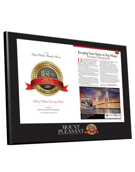 "Best of Mount Pleasant" Award & Editorial Spread Plaque by NewsKeepsake