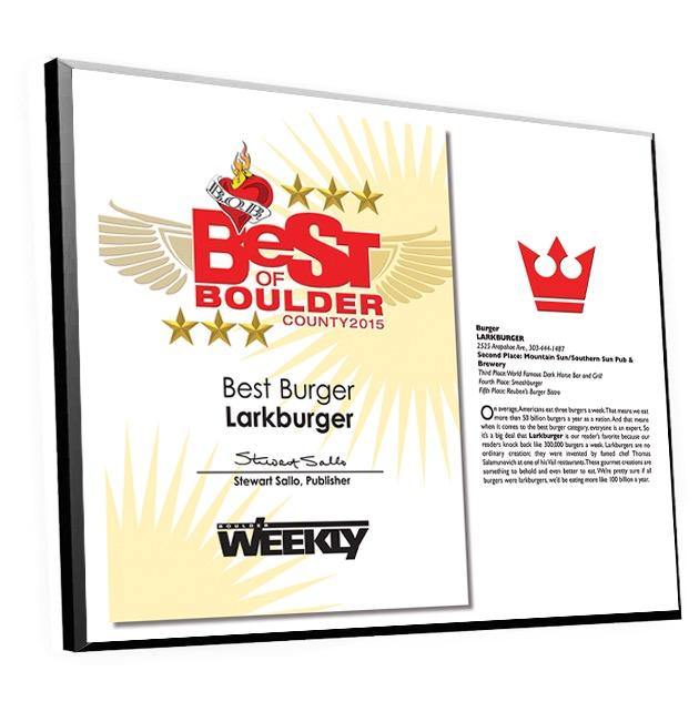 "Best of Boulder" Write-Up Award Plaque by NewsKeepsake