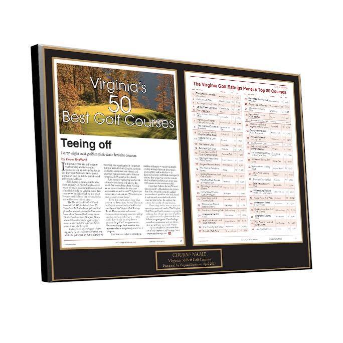 Best Golf Courses 2-Page Award Plaque by NewsKeepsake