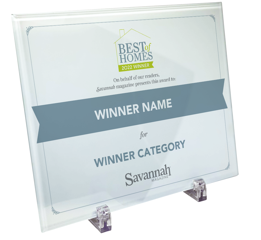 Savannah Magazine Best of Homes Award Plaque - Glass