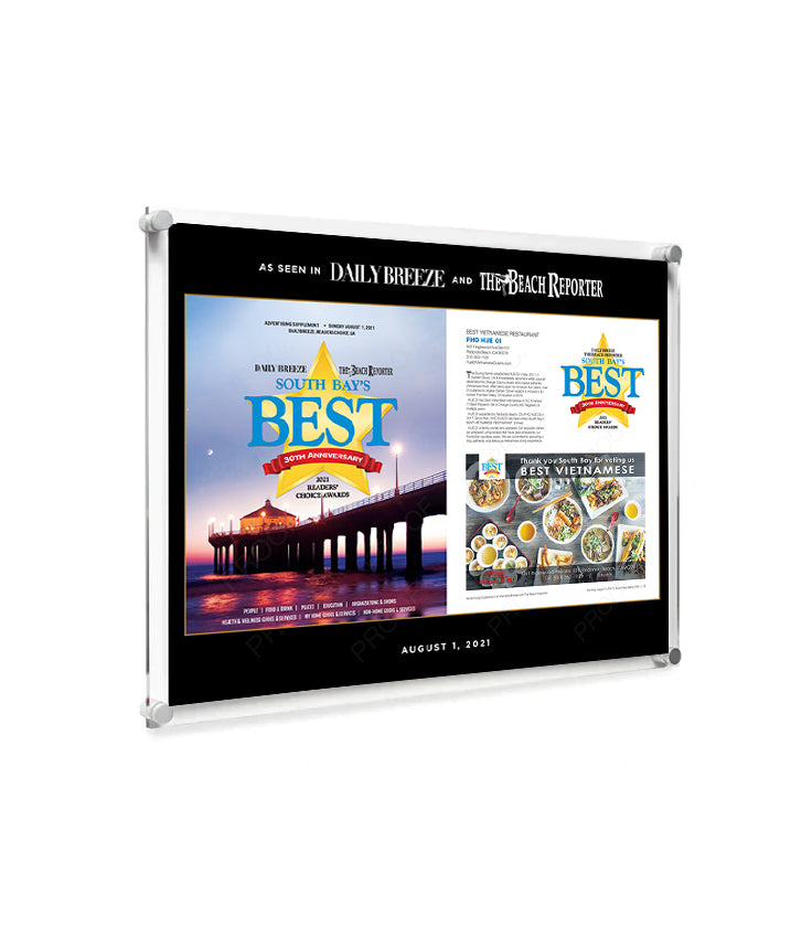 South Bay's Best Of Certificate and Readers Choice - Acrylic Standoff