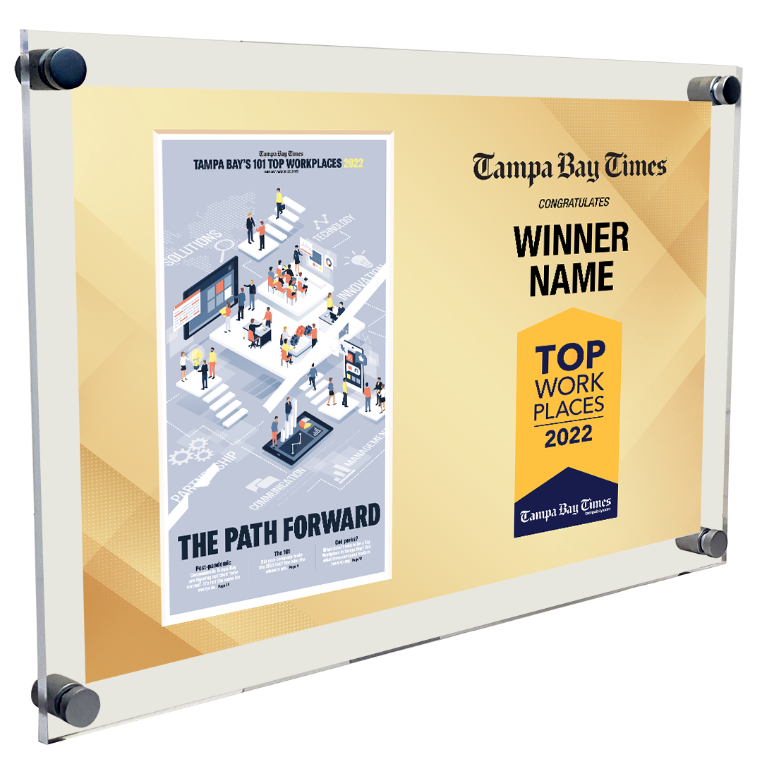 Tampa Bay Times Top Workplaces Award - Acrylic Standoff Plaque
