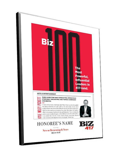 Biz 417 Biz 100 Award Plaques by NewsKeepsake