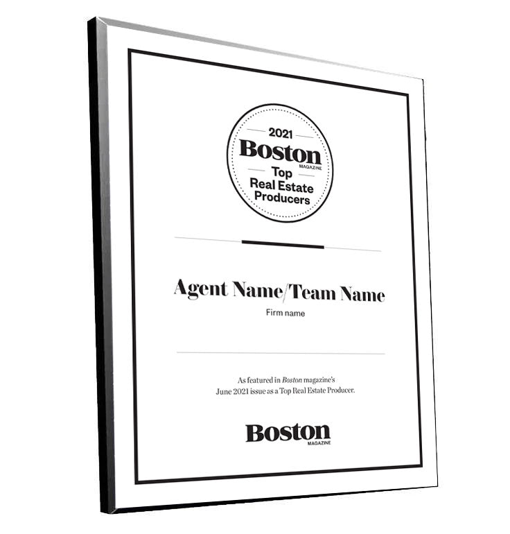 Boston Magazine Top Real Estate Producers Plaques