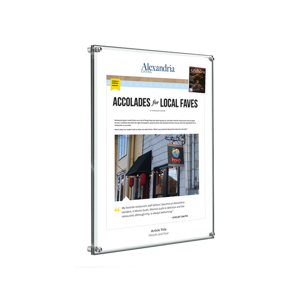 Alexandria Living Magazine Restaurant Faves Plaque - Acrylic Standoff by NewsKeepsake