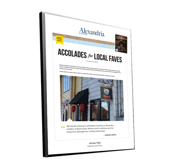 Alexandria Living Magazine Restaurant Faves Plaque by NewsKeepsake