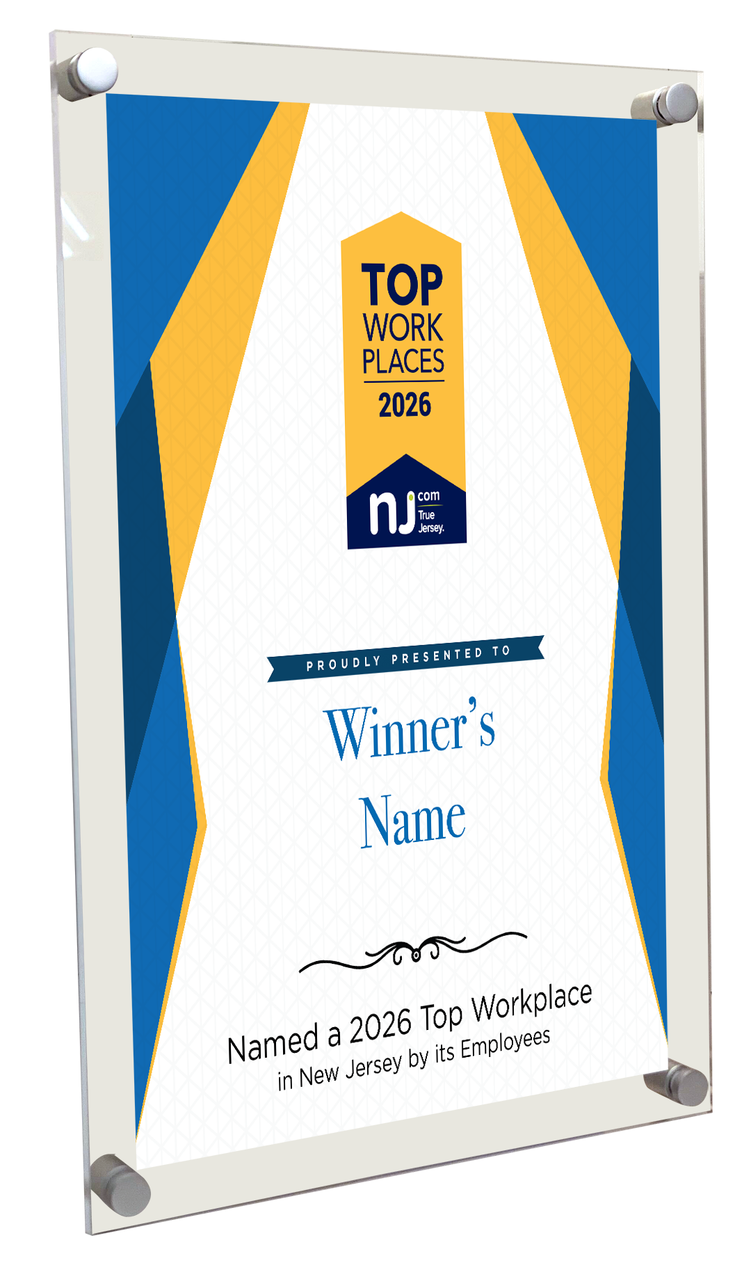 NJ.com and Jersey's Best Top Workplace Award Plaque | Acrylic Standoff