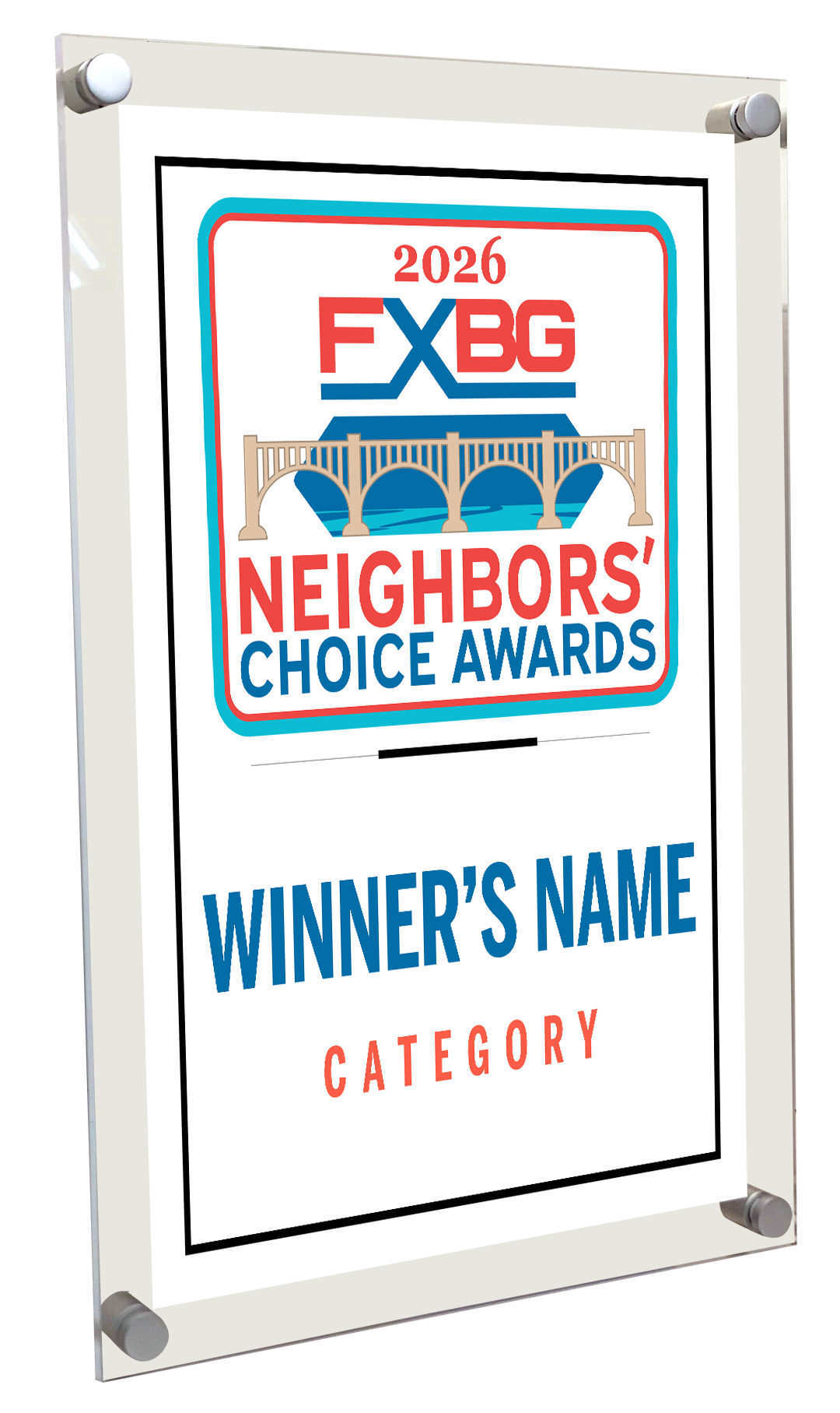 FXBG Neighbors Choice Awards - Acrylic Plaque