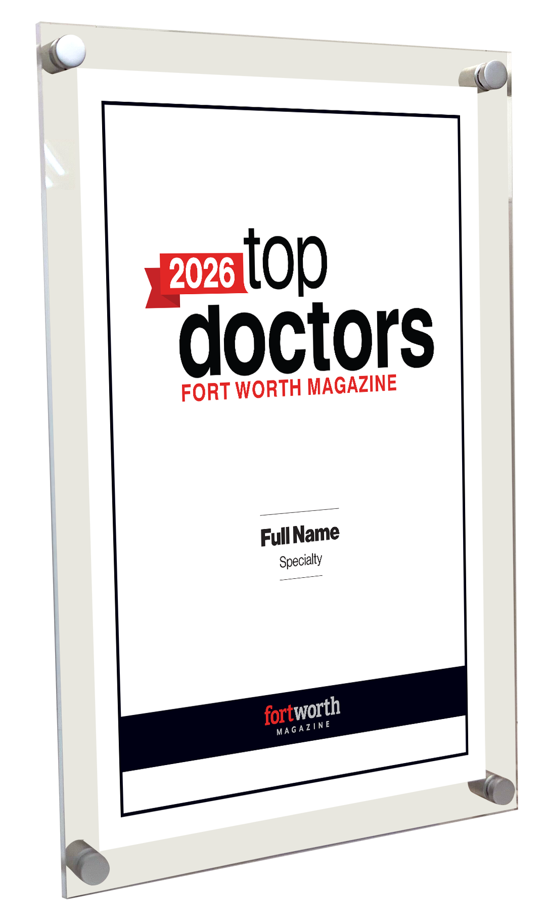 Fort Worth Magazine Top Doctor Acrylic Plaque - Award