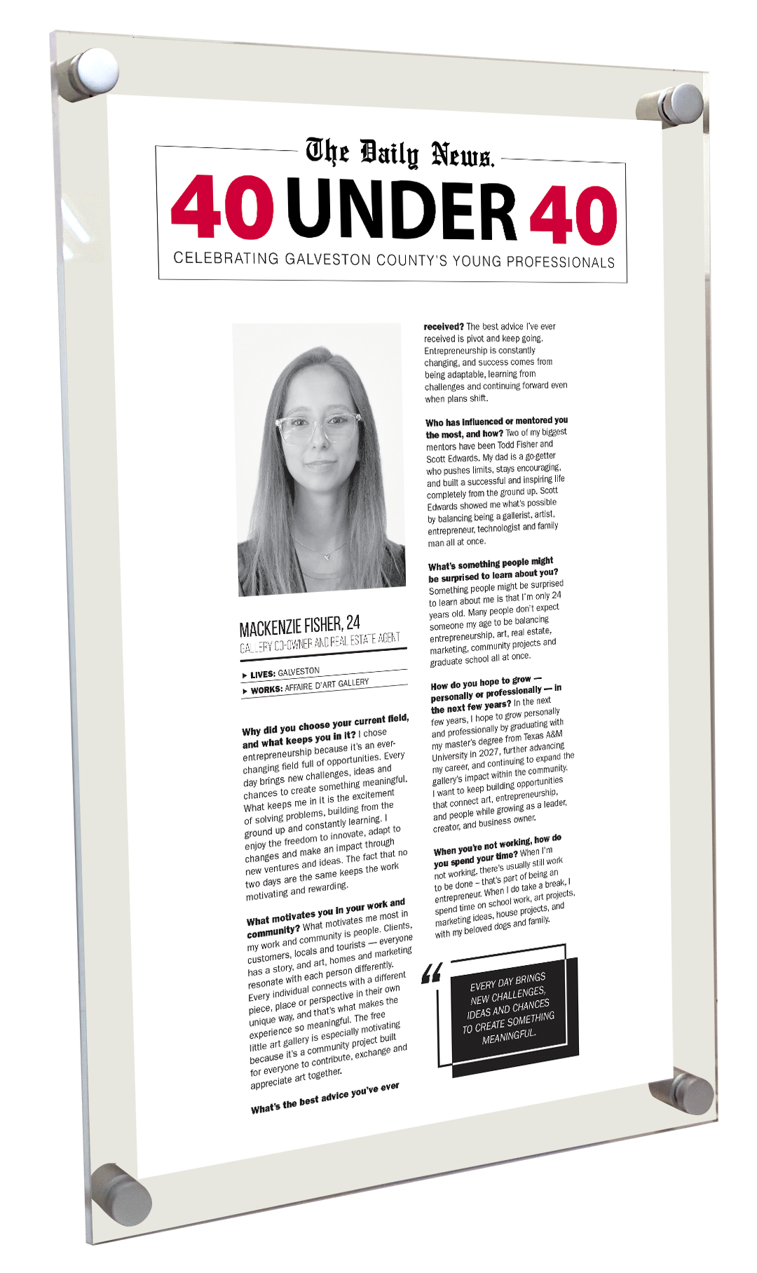 GC The Daily News - 40 Under 40 - Acrylic Plaque