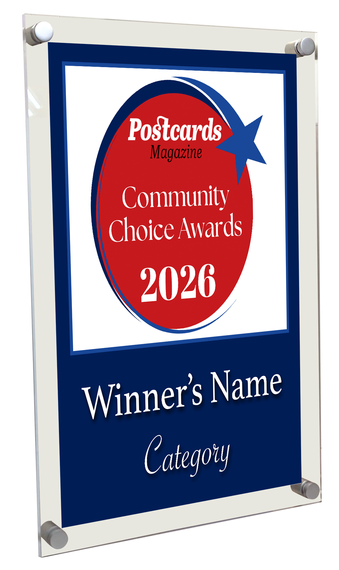 Postcards Magazine - Community Choice Awards - Acrylic Plaque