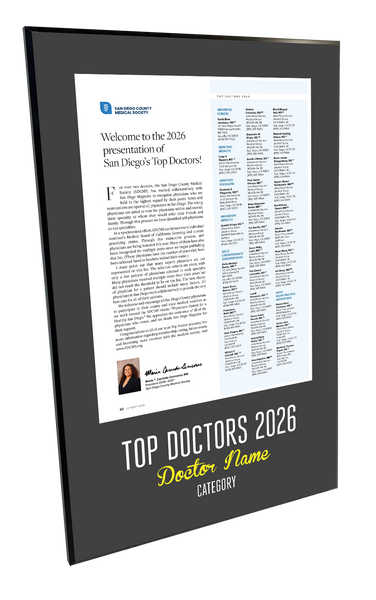 San Diego Magazine "Top Doctors" Award Plaques
