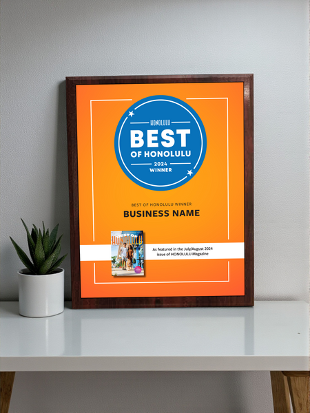"Best of Honolulu" Award - Classic Plaque