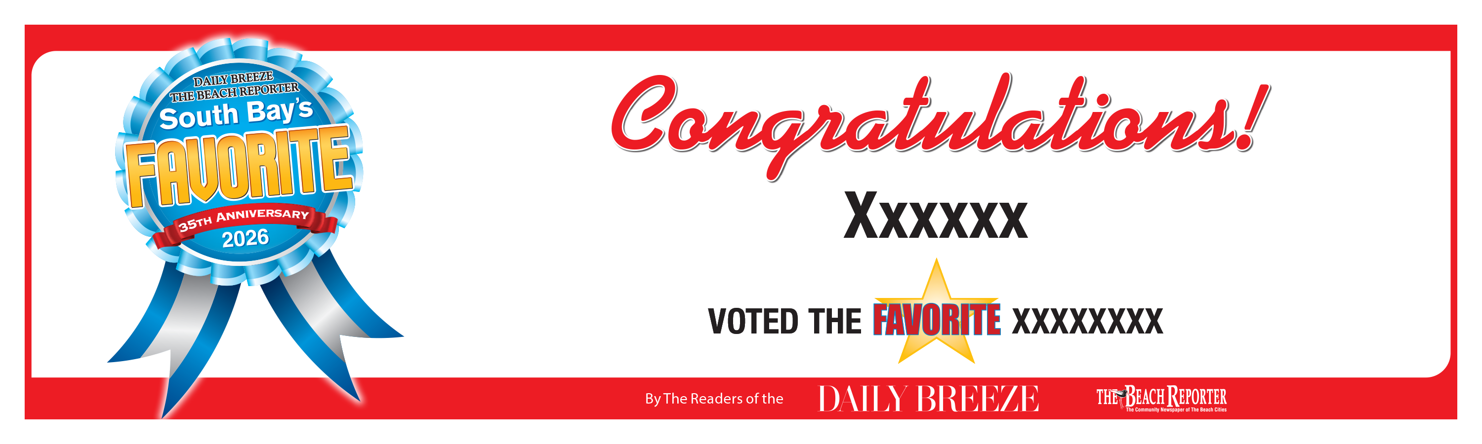 South Bay's Best Of Certificate and Readers Choice Award | Outdoor Banners