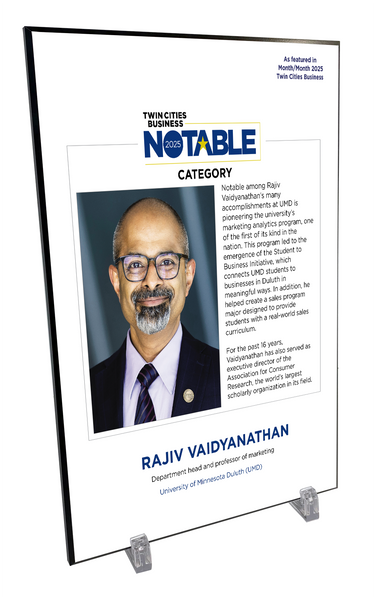 Twin Cities Business Notable Award Plaque - Modern Wood Mount