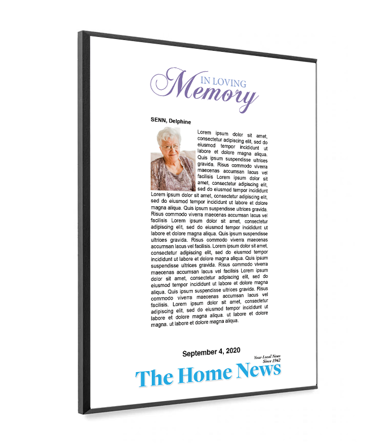 The Home News - Memorial Plaque