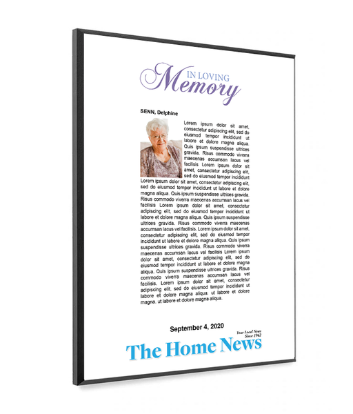The Home News - Memorial Plaque