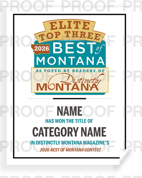 Distinctly Montana Magazine's — Best of Montana - Certificate