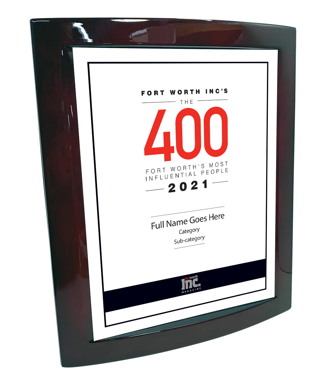 Fort Worth Inc. 400 Award Rosewood with Metal Inlay