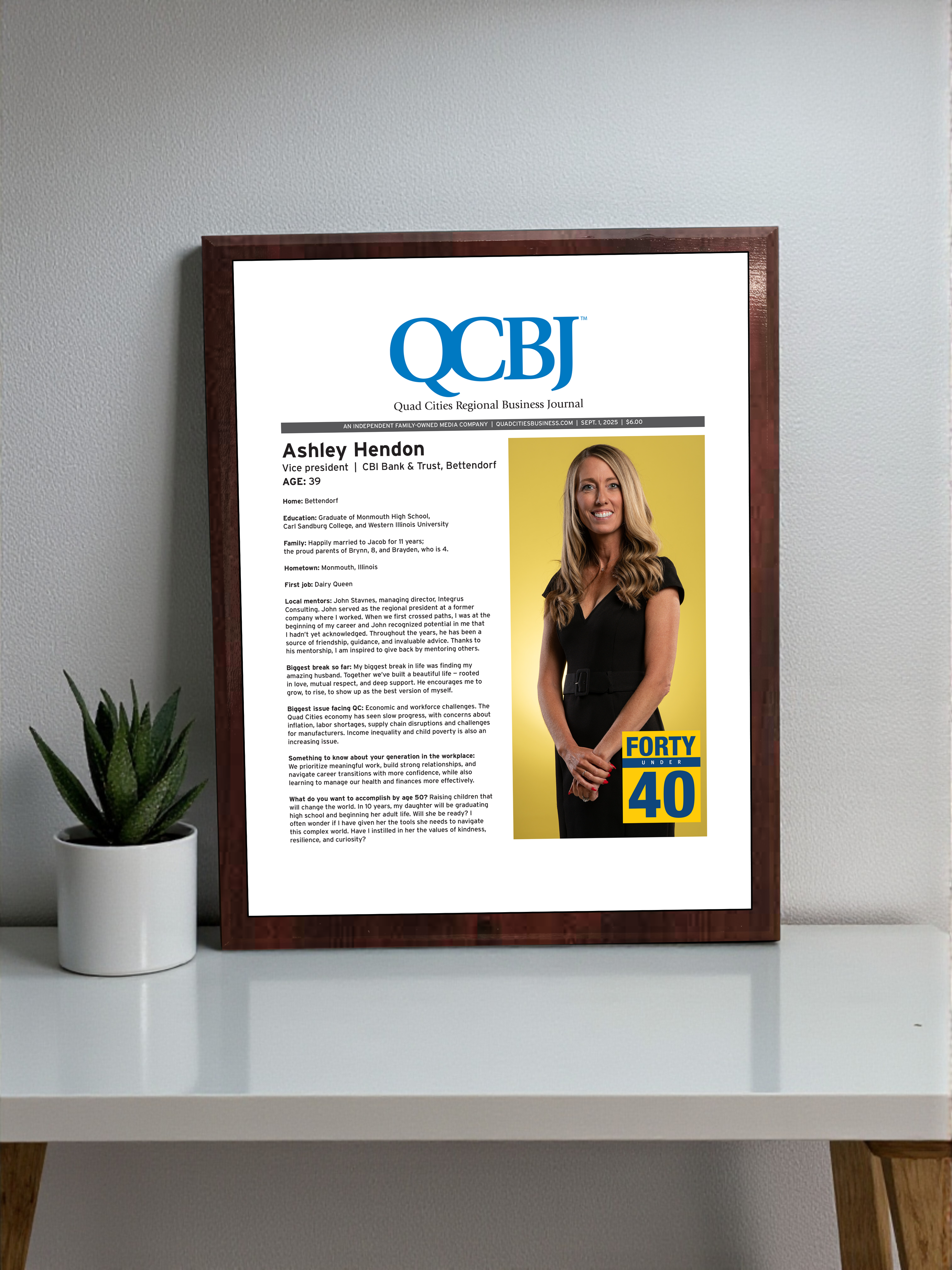 QCBJ - 40 Under 40 - Classic Plaque