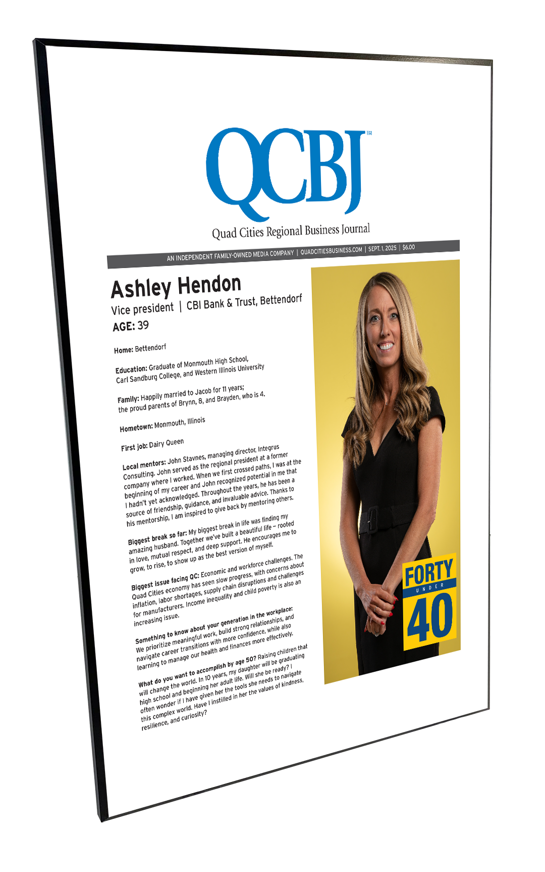 QCBJ - 40 Under 40 - Plaques