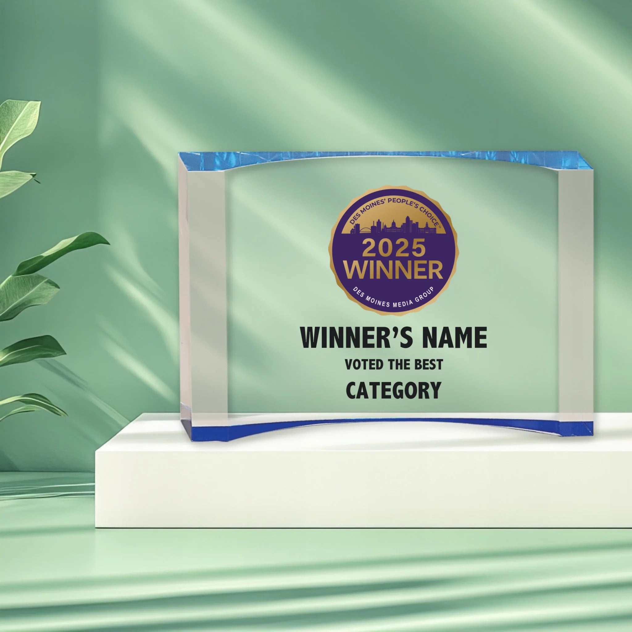 Crescent Acrylic Elite Award_Mockup_Blue Edge